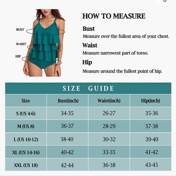 NWT **Black** Plus Sized Two Piece Tankini Swimsuit - Size Medium - Picture 2 of 7